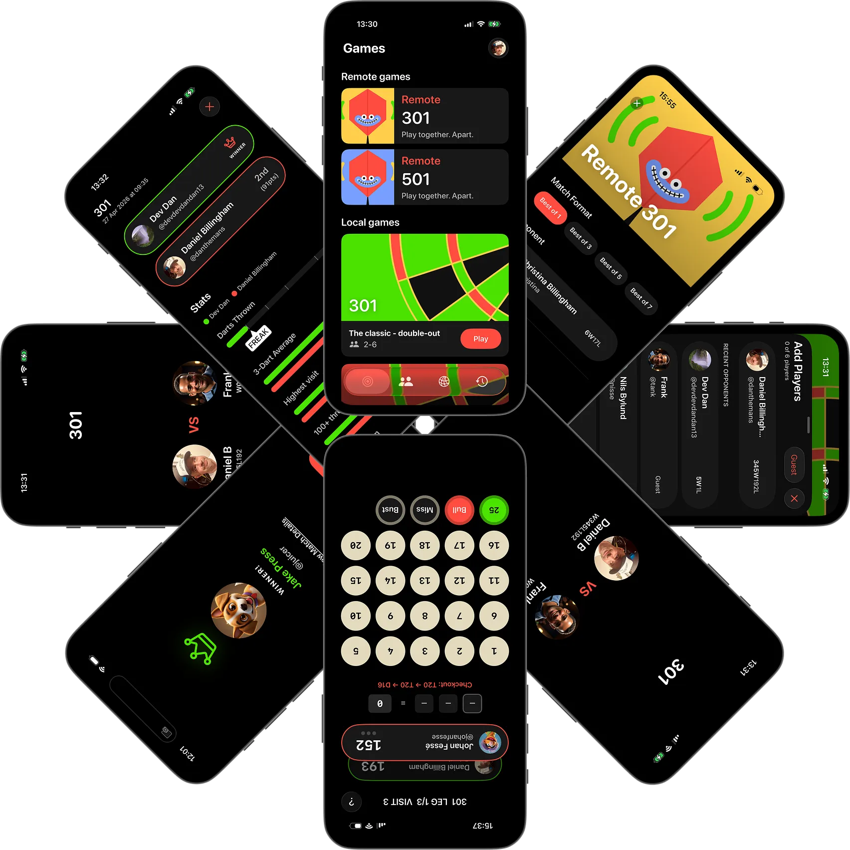 Dart Freak app screens